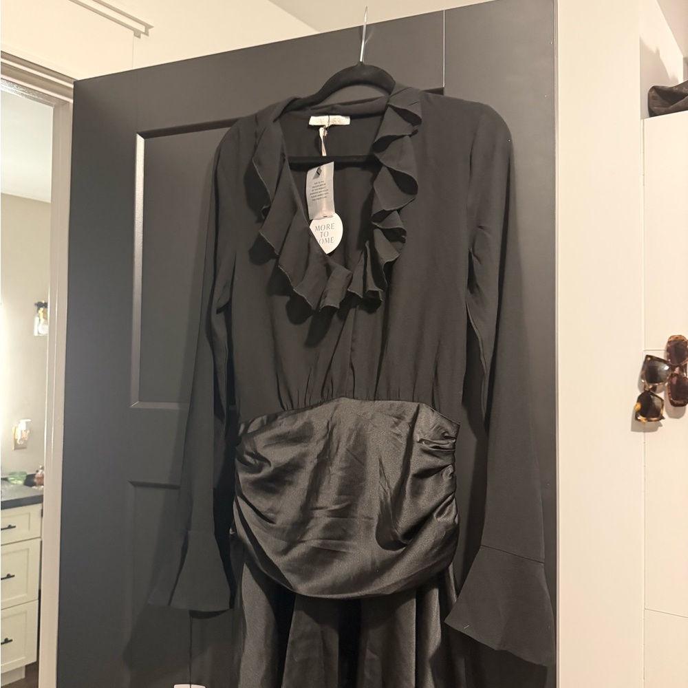 Elegant Black Ruffle Mini Dress